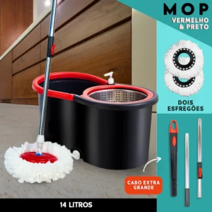 Mop Giratorio Com cabo de 140 cm Cesto Em Inox - Balde Centrífuga - (Vendido pela Shopee)