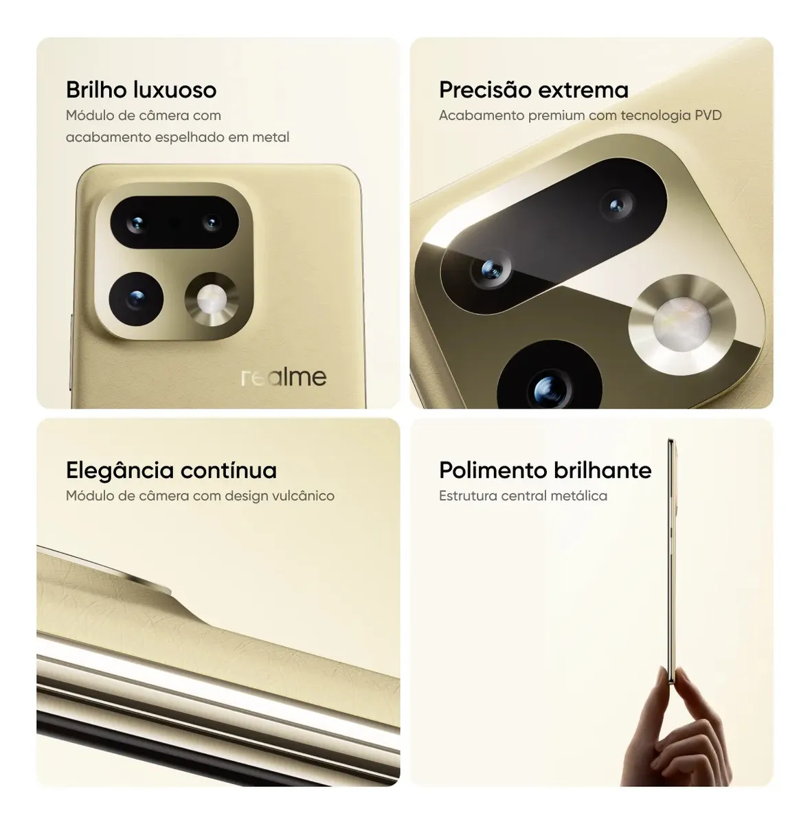 Acabamento premium e módulo de câmera do Realme 16 Pro